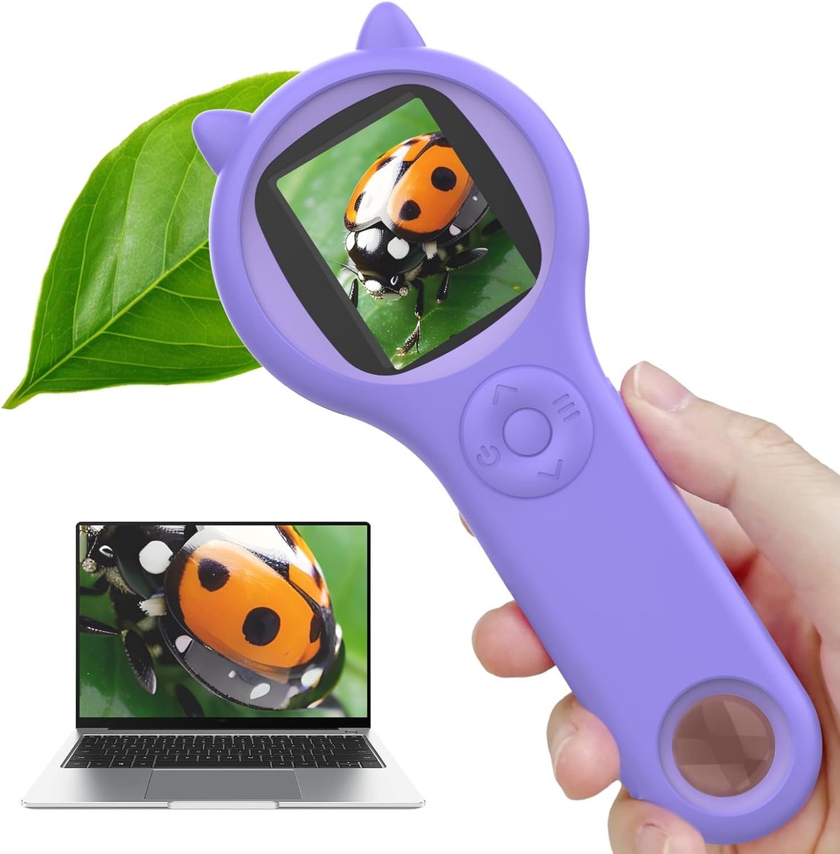 Kindermicroscoop 200X - Draagbare Digitale Microscoop met 2 Inch IPS Scherm - Zakmicroscoop met 8 Verstelbare LEDs - Compatibel met PC & Windows - Educatief Cadeau voor Kinderen 3-12 Jaar