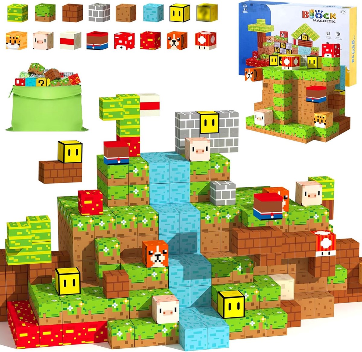 Magnetische Bouwblokken Set - 100-delig Educatief Speelgoed - Magnetisch Constructiespeelgoed voor Kinderen - Creatieve Bouwstenen - 3D Magneten Speelset - Cadeau voor Jongens & Meisjes van 3 tot 10 Jaar