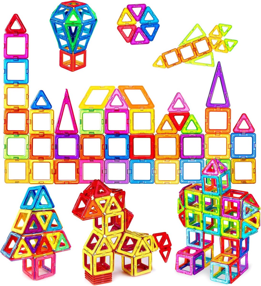 Magnetische Bouwblokken Set 75 Stuks – Educatief Speelgoed voor Kinderen – Montessori Speelset – Kleurrijke Magnetische Tegels – 3D Constructies – STEM Bouwspel – Creatief Cadeau voor Jongens en Meisjes vanaf 3 Jaar