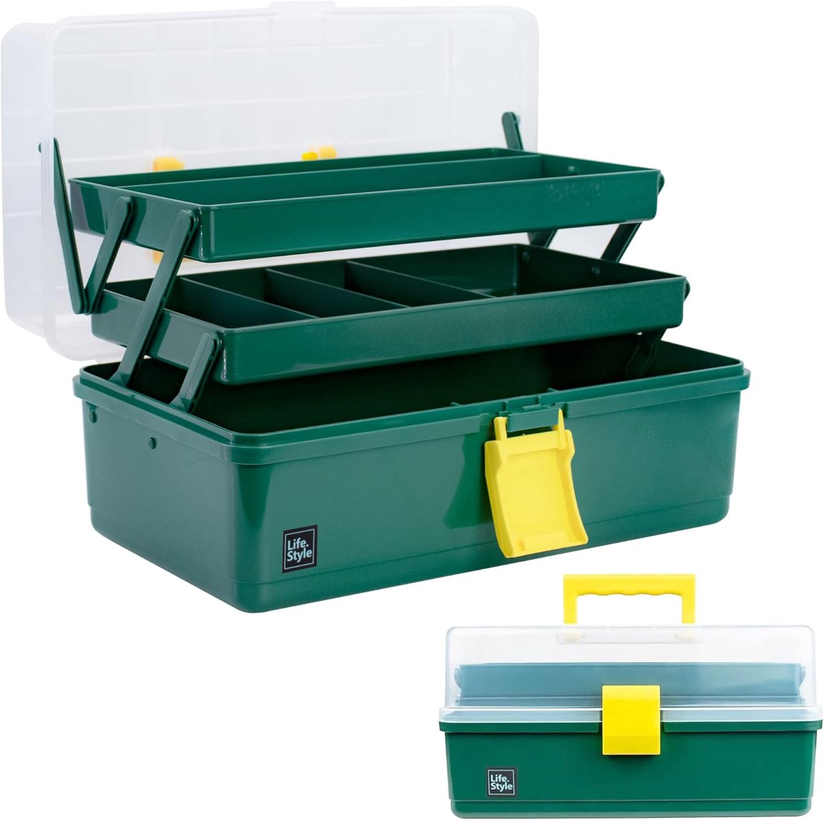 Opbergbox met 3 Lagen en 2 Uittrekbare Lade-Trays - 33 cm Kunststof Organizer met Vakken - Multifunctionele Gereedschapskist - Medicijnbox - Opbergdoos voor Haaraccessoires, Naaigerei & Hobbyspullen Ask ChatGPT
