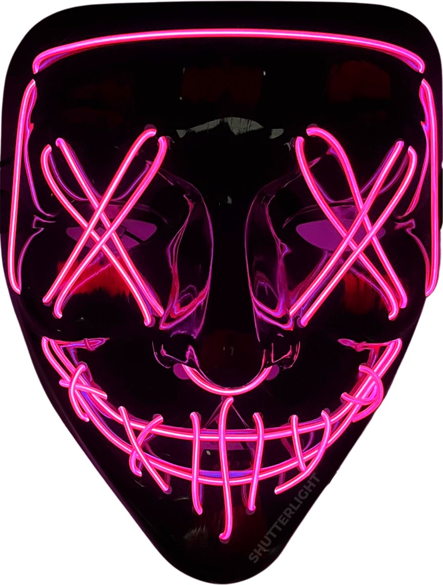 Shutterlight® Purge LED Masker - Roze - Halloween Masker - Feest Masker - Festival - Cosplay