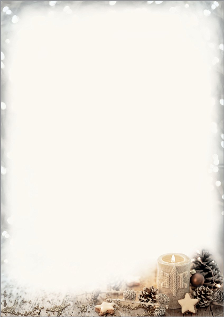 Kerstmotief-papier Beige Kerstkaars, A4-formaat