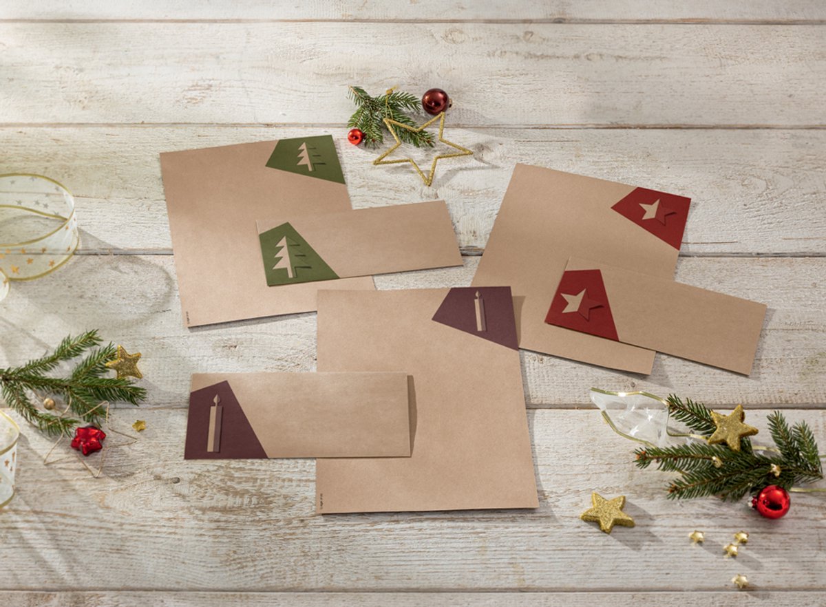 Knutselpapierset Cut-out style met Kerstmotieven, A4-formaat