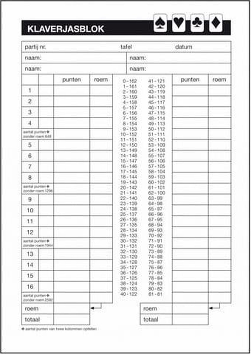  klaverjasblok - Expres - A5 - 50 vel - 1 blok - SI-40960