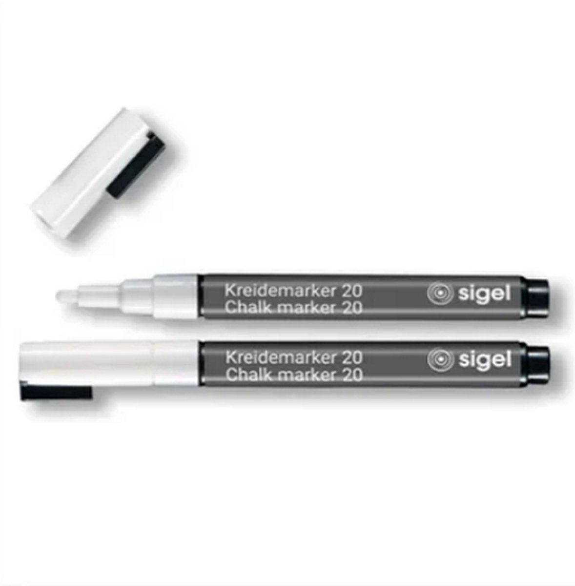Sigel krijtstift - wit - ronde punt 1-2 mm - 2 stuks - SI-BA178