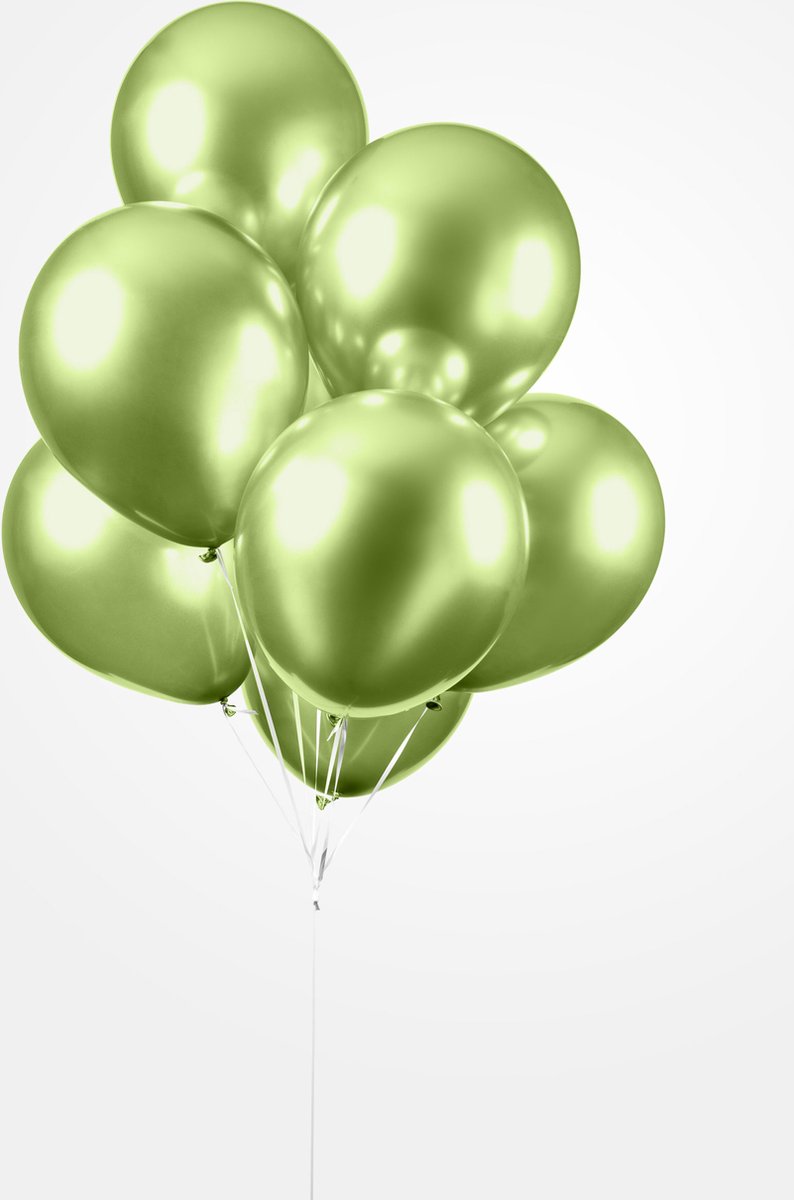 10 Chrome Ballonnen 12 Licht Groen