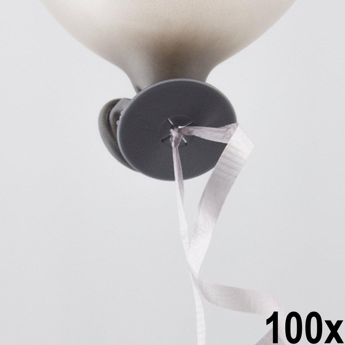 100 Automatische snelsluiters met lint Zilver - Ballonnen Ballon Snel Sluiter Knoopje Helium