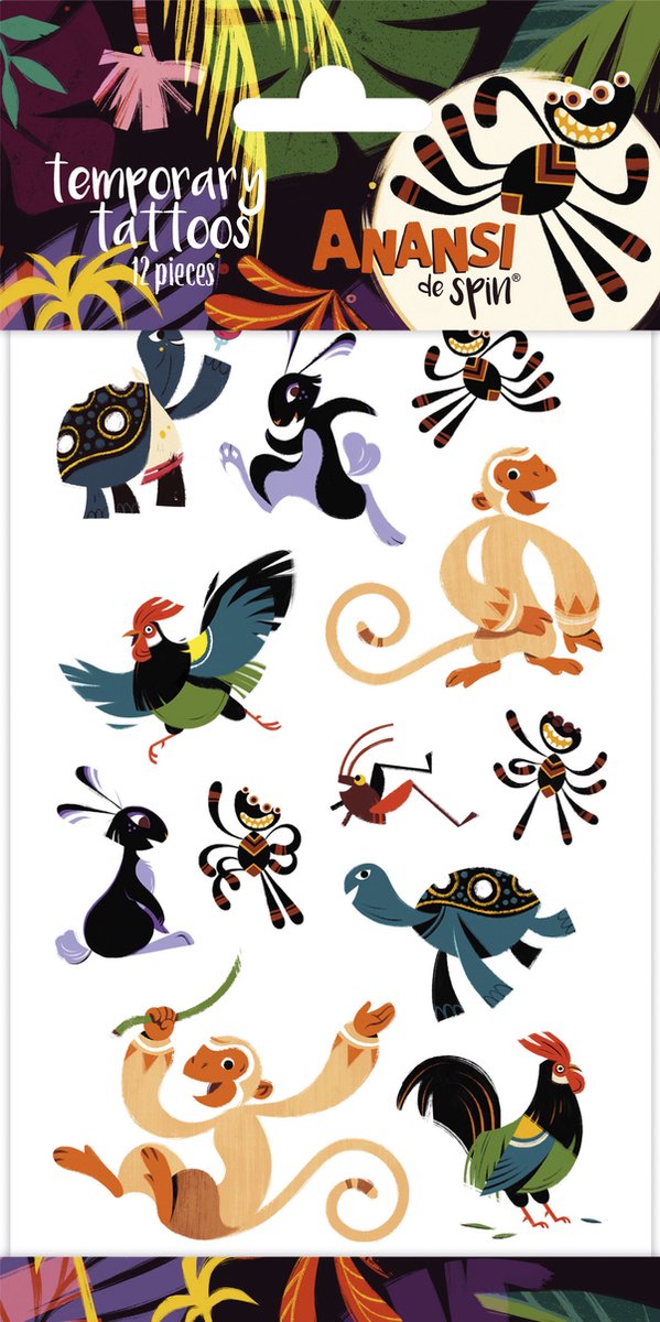 12x Ananasi de Spin Plak Tattoo - Party Feest Thema Fun