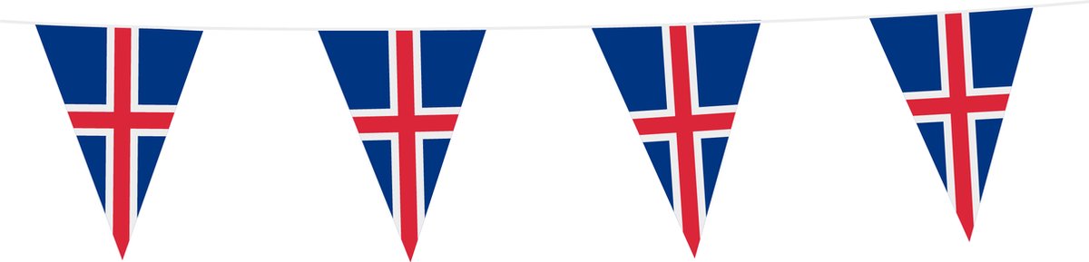 3x Vlaggenlijn IJsland 10 Meter - Voetbal EK WK Landen Feest Versiering Decoratie