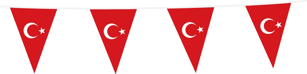 3x Vlaggenlijn Turkije 10 Meter - Voetbal EK WK Landen Feest Versiering Decoratie
