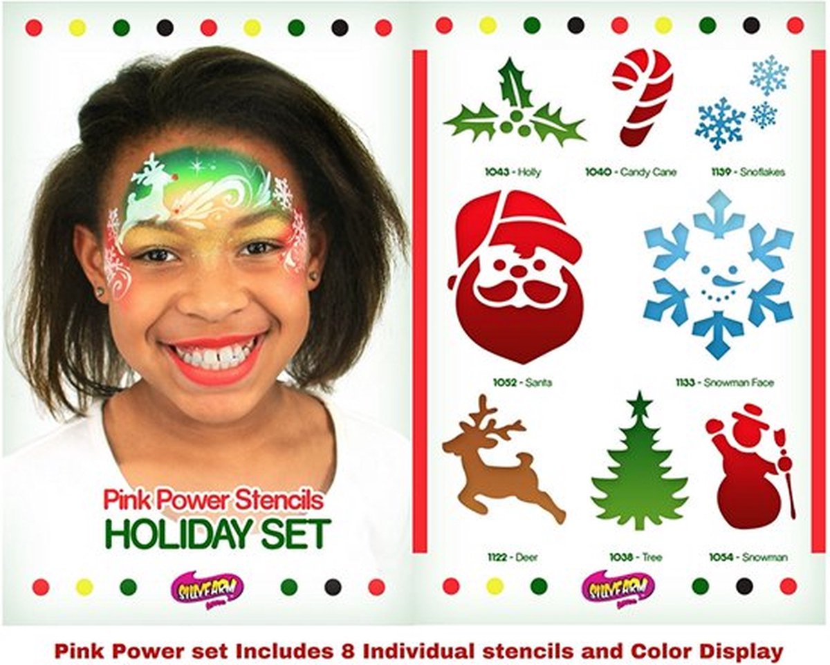 Sillyfarm Christmas Pink Power Stencil Set