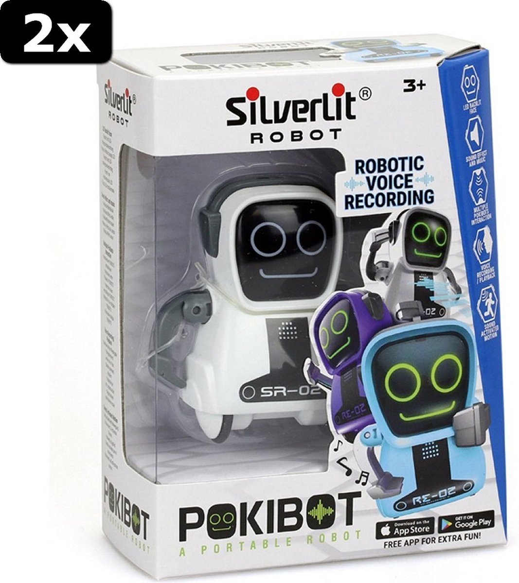2x Silverlit Pokibot SR-02 + Licht en Geluid