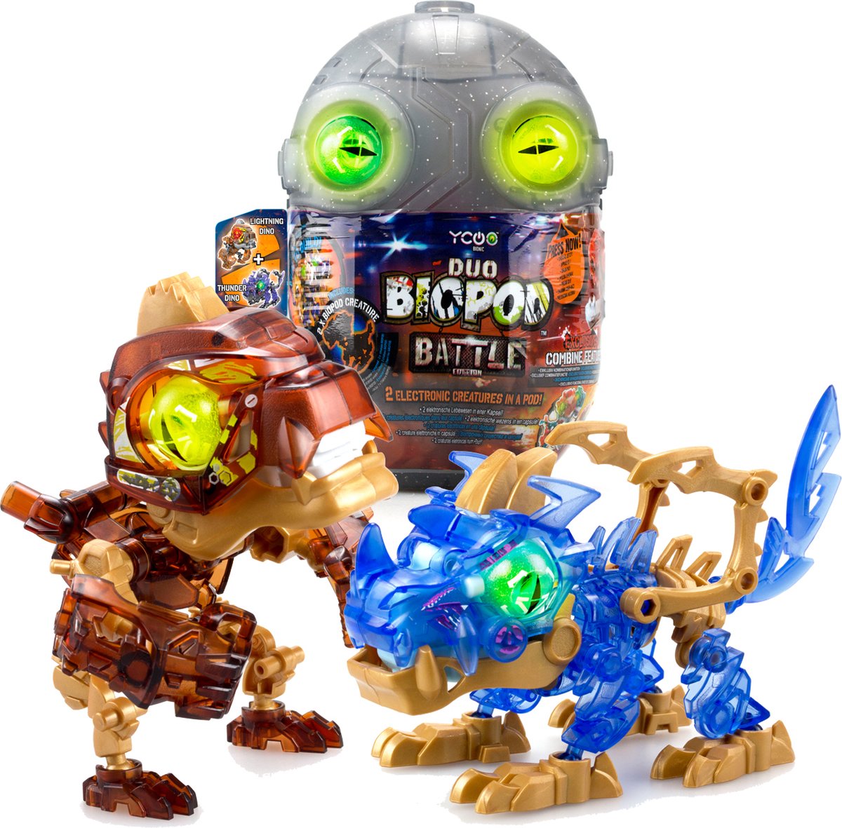 BIOPOD Battle Duo set Bouw je eigen Dino - Oplichtende ogen - Met geluid