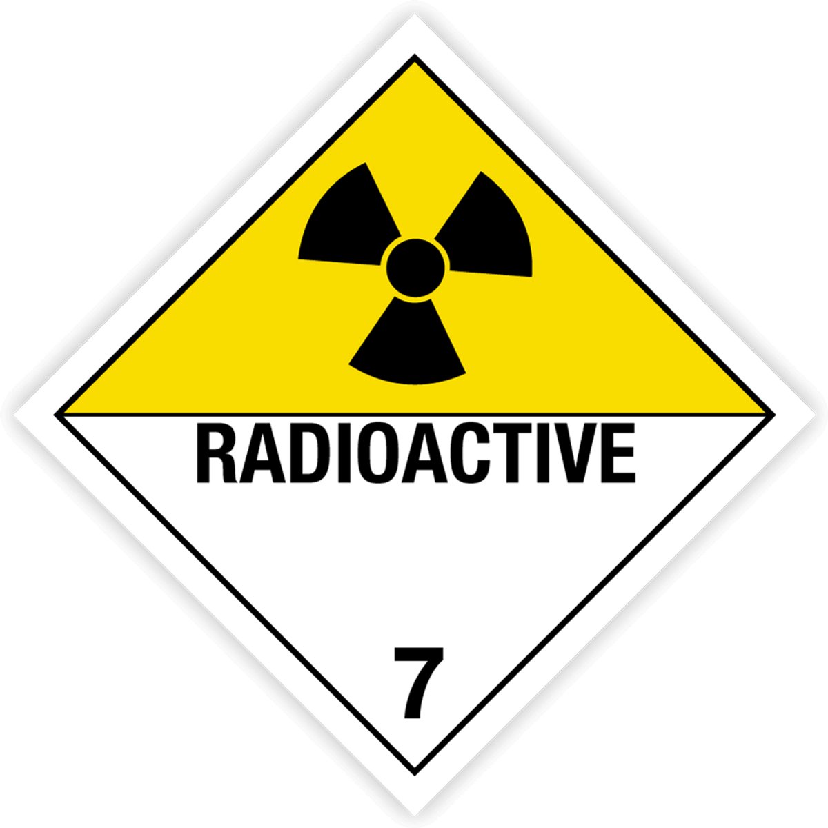Gevaarsetiketten Klasse 7.0 - Stickers IMO_ADR 7.0 Radioactive - Radioactieve stoffen - Formaat 25 x 25 cm