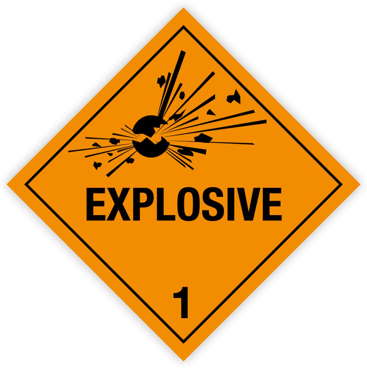 Simbol® - Gevaarsetiketten Klasse 1.0 - Stickers IMO 1.0 - Explosive - Explosieve stoffen - Formaat 25 x 25 cm
