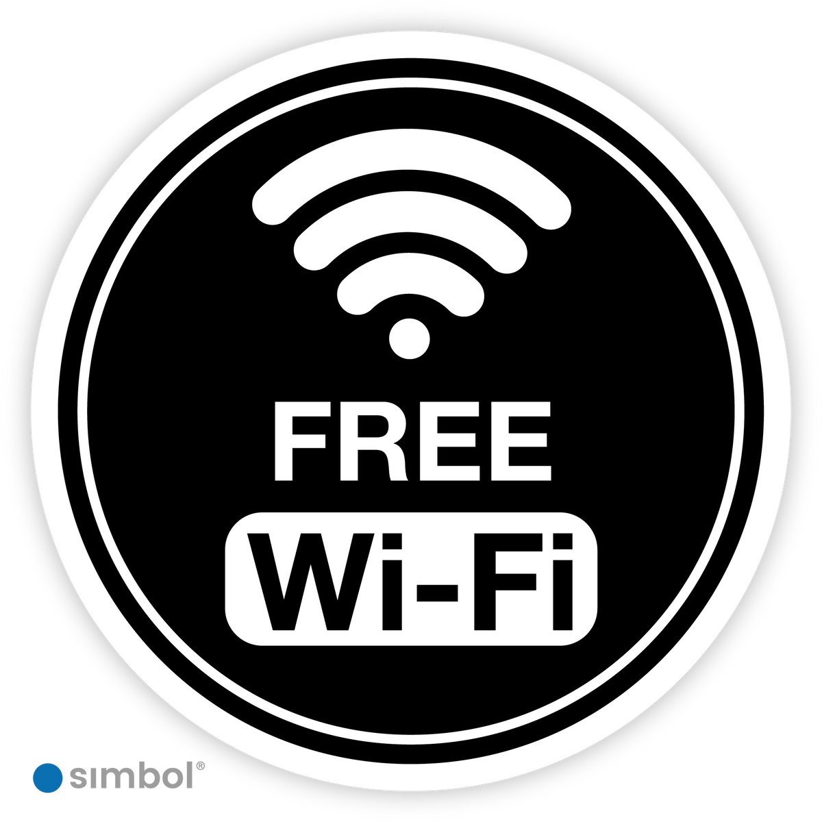 Simbol® - Stickers Free Wi-Fi / Free WiFi - Formaat ø 10 cm.