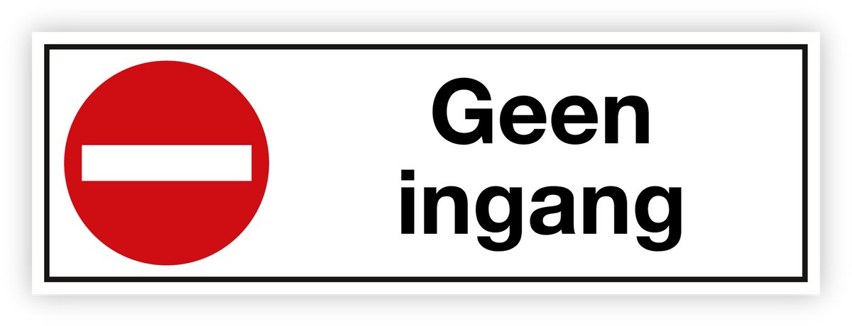 Simbol® - Stickers Geen ingang - Formaat 5 x 15 cm.