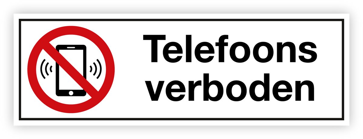 Simbol® - Stickers Telefoons verboden - Formaat 5 x 15 cm.
