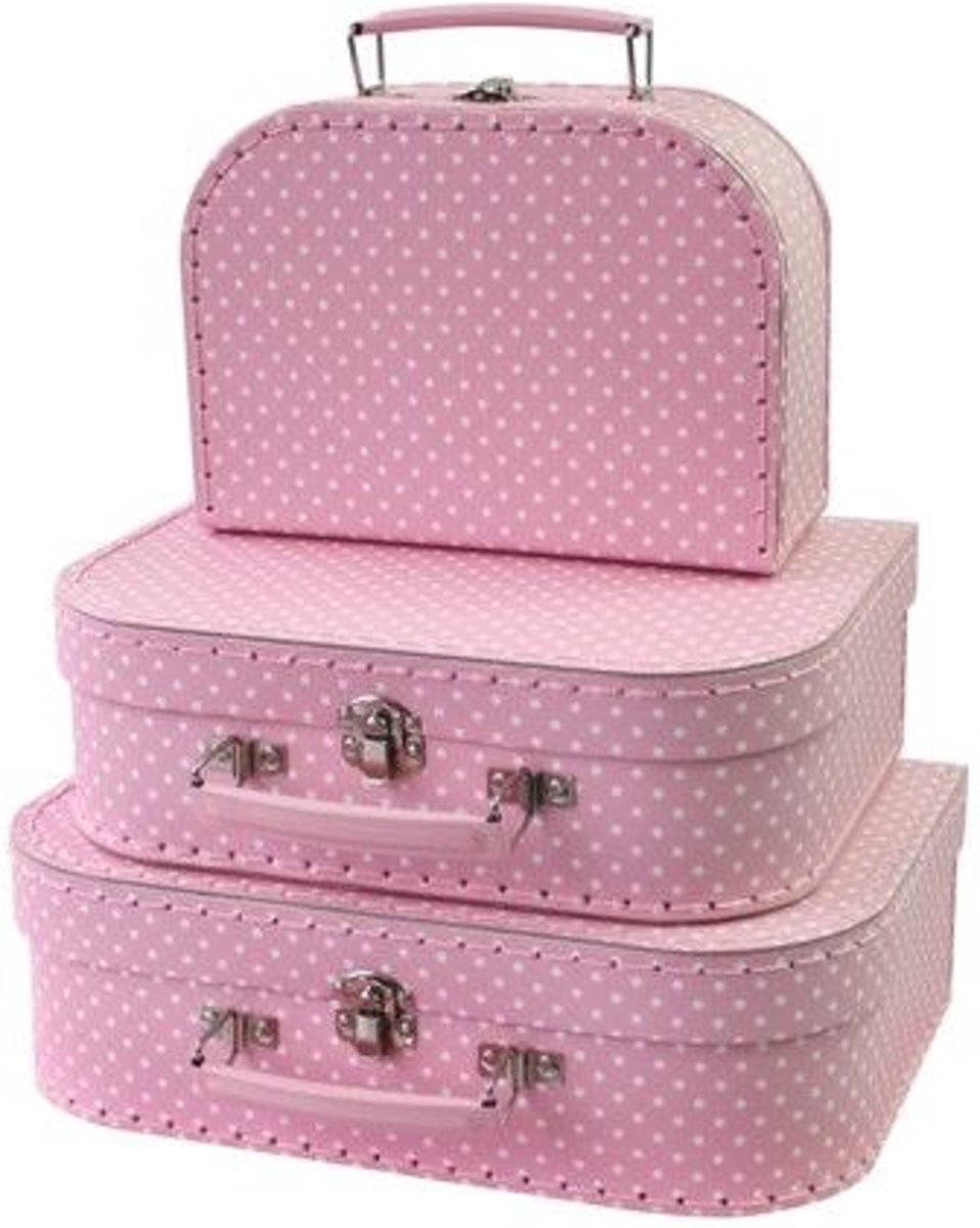 3 Koffers Polkadot Roze 36966