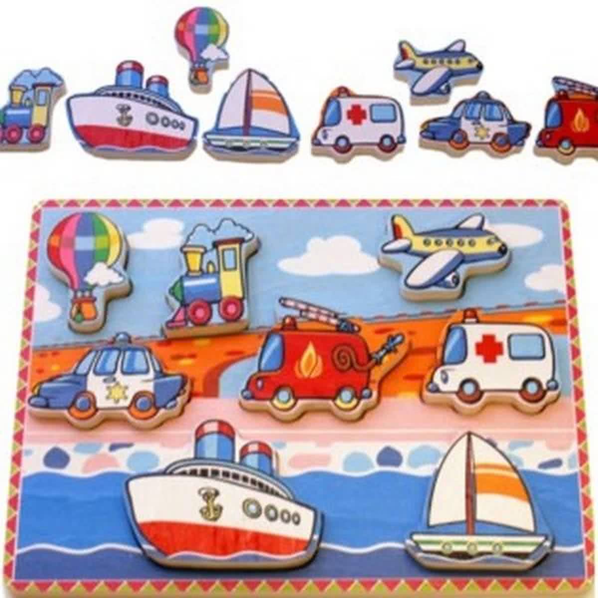 Simply for kids Knopjespuzzel 8 stuks voertuigen