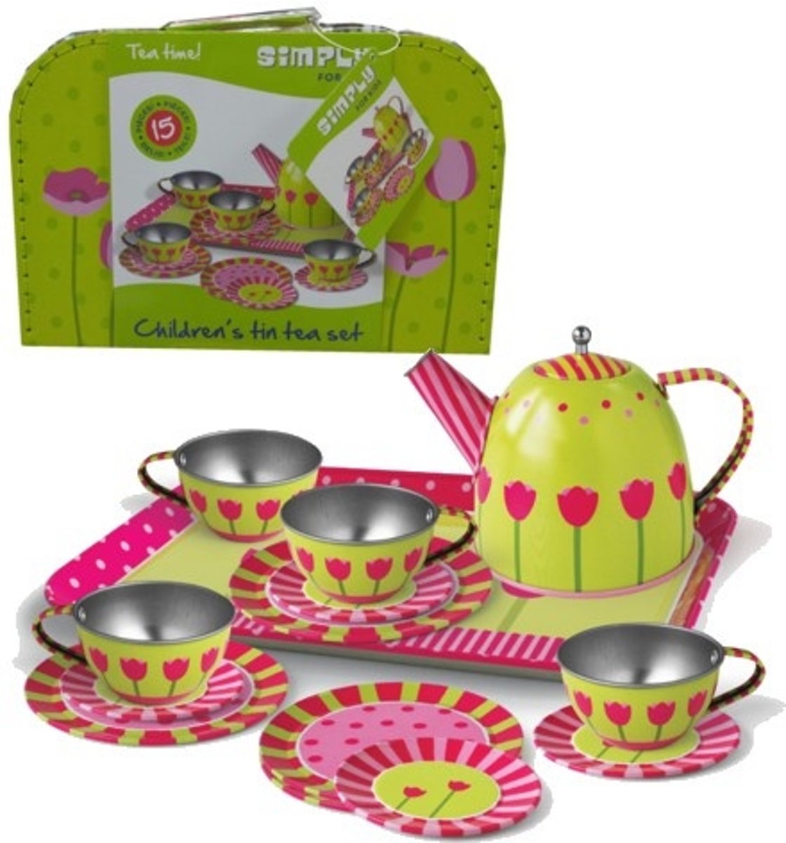 Tinnen Theeset Tulp In Koffer 37000