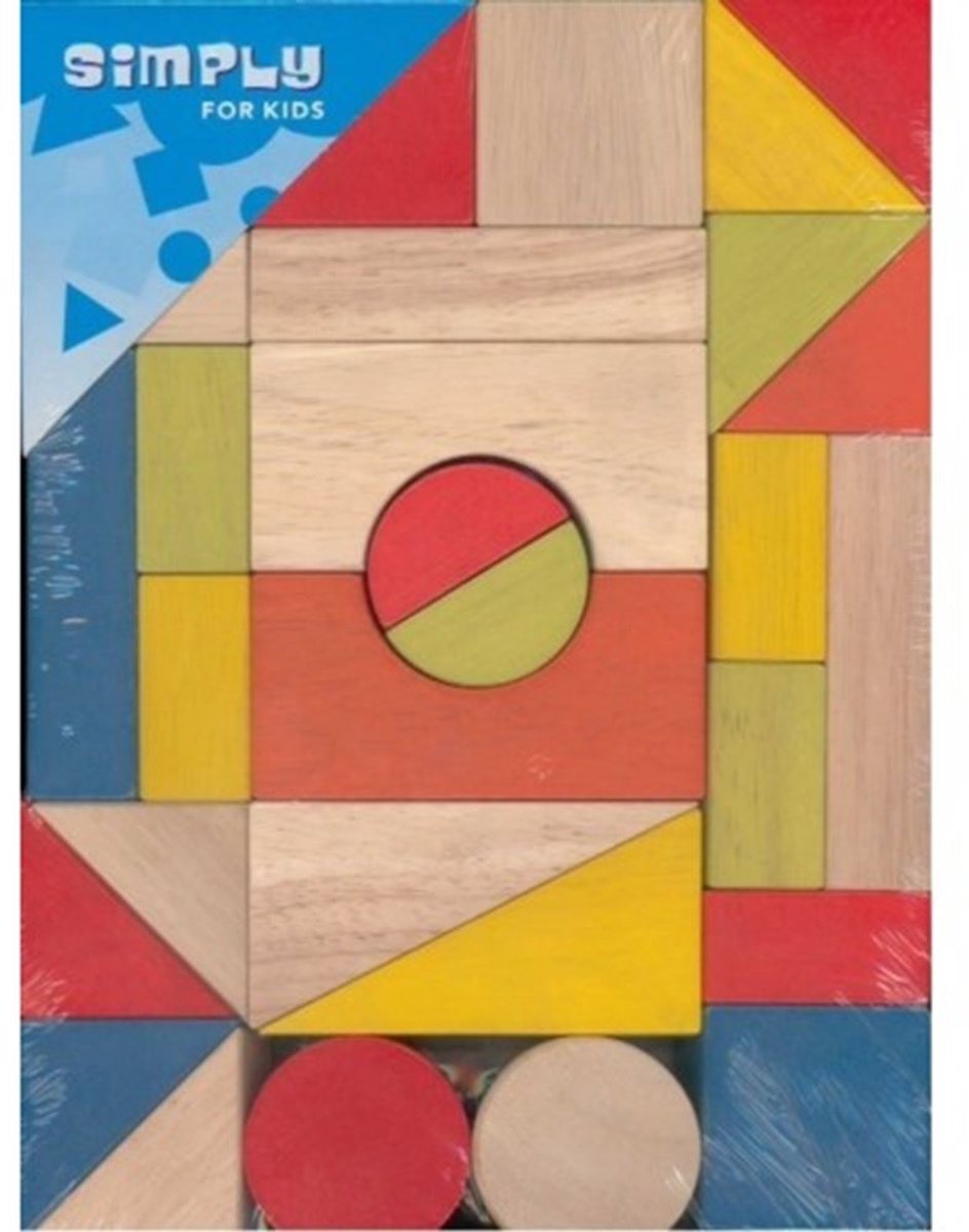 Simply houten blokken set - educatief speelgoed - 29 delig - kleurrijk.