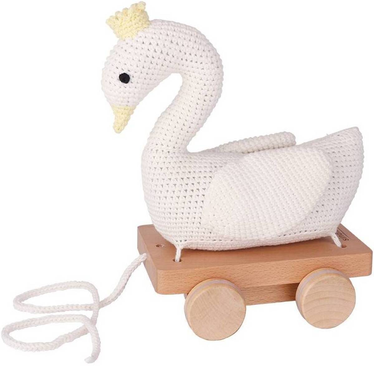 Sindibaba Zwaan op wielen white 30 cm Zwaan op wielen white