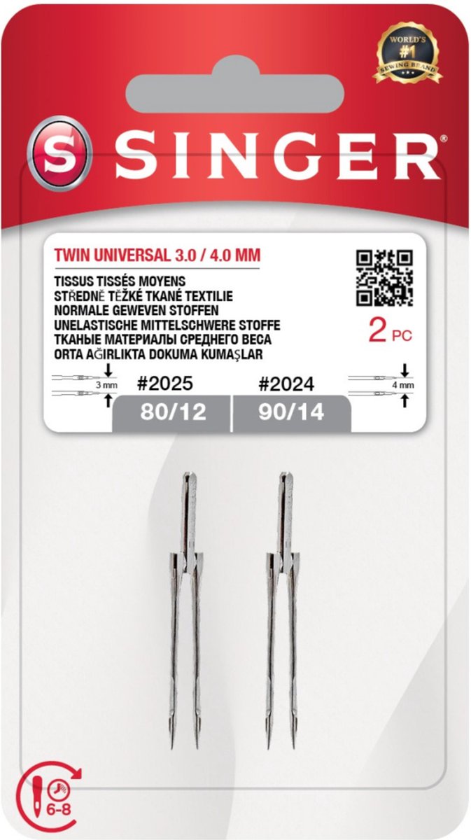 Singer Twin 2024 80 / 90 3/4mm (2 stuks) Naalden