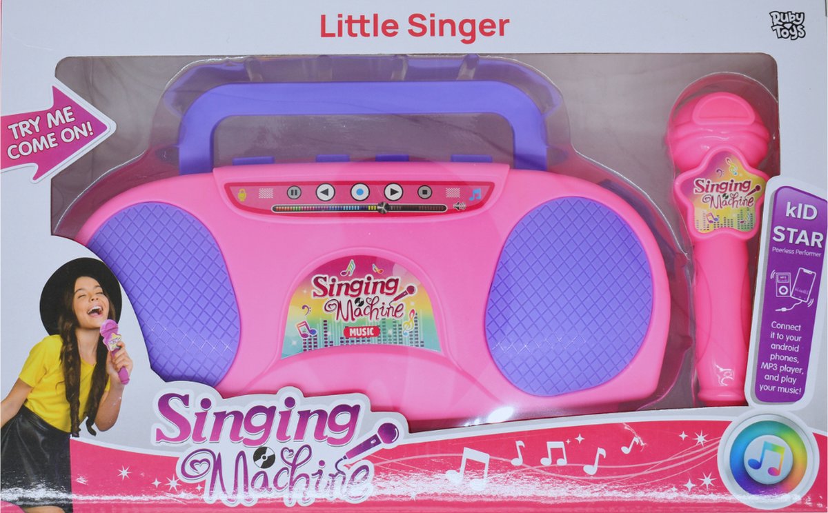   Little Singer Speler met Microfoon & Licht Effecten - Om Mee Te Zingen Met Jouw Favoriete Muzieknummers - Aansluitbaar Met Uw Mobiele Telefoon