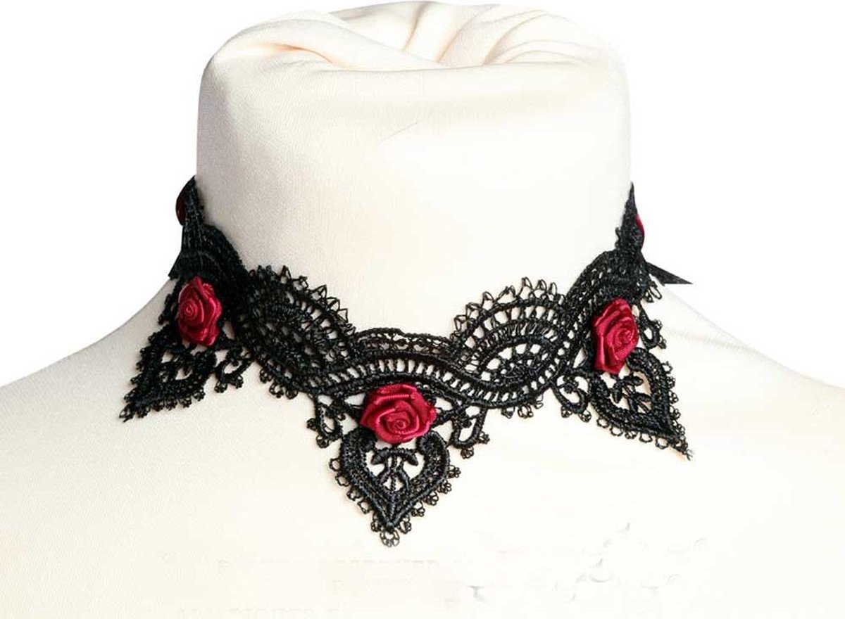 Sinister Choker C241 Zwart/Bordeaux rood