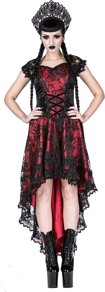 Sinister High low jurk -XL- 1088 Zwart/Bordeaux rood