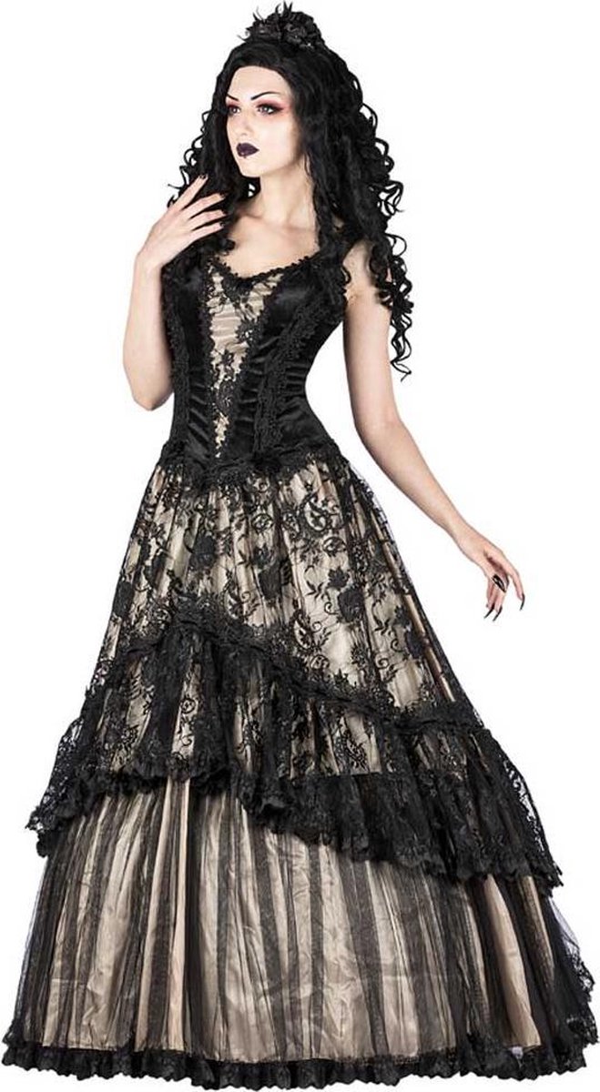 Sinister Lange jurk -S- 1034 Creme/Zwart