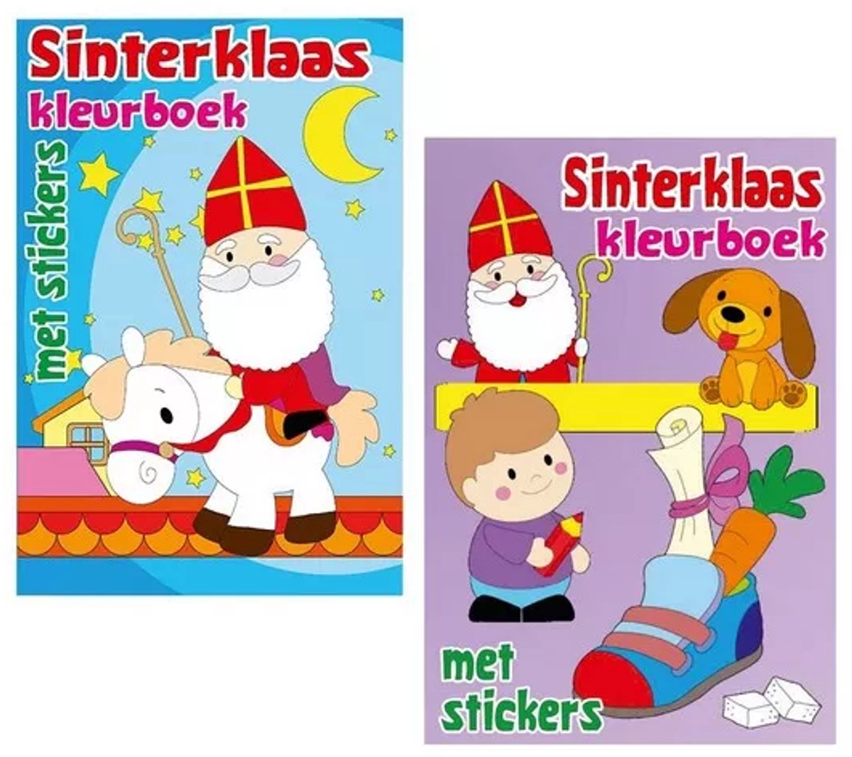 Sinterklaas Kleur en Stickerboek – Creatief Kleurboekje voor Kinderen – Sinterklaas Stickers om bij de Kleurplaten te Plakken – Leuk Sinterklaascadeau en Schoen cadeau voor Jongens en Meisjes - Sinterklaas Kleurboek