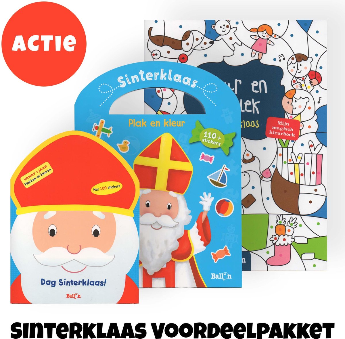 Sinterklaas cadeau voor kinderen van 2 tot 7 jaar - Sinterklaaspakket met 3 kleur- en stickerboeken