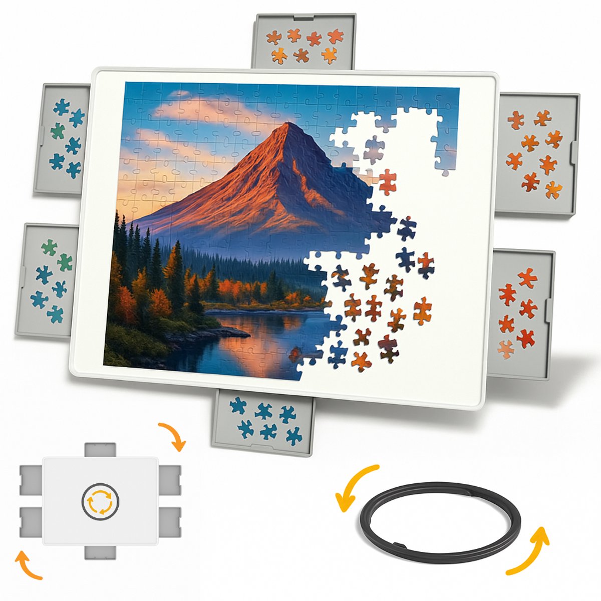 Sitl For You Draaibaar Puzzelbord met Opbergsysteem - Puzzelmap - Portpuzzle - 6 Lades - 1500 Stukjes