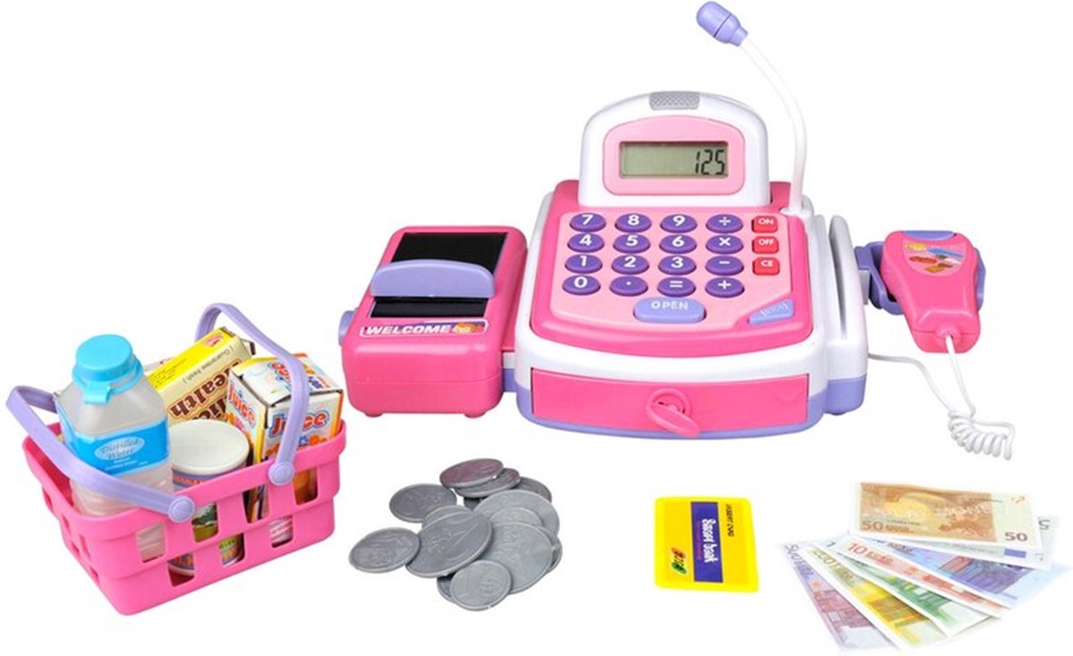 Kassa elektrisch met scanner roze