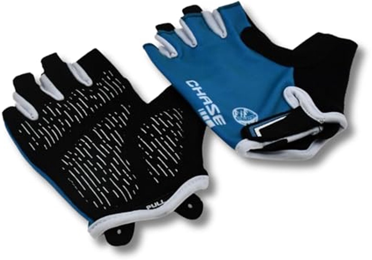 Six Peaks kinder fietshandschoenen blauw zwart wit 7-8 jaar ademend.