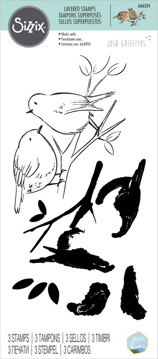 Sizzix Layered Clear Stamps Garden Birds