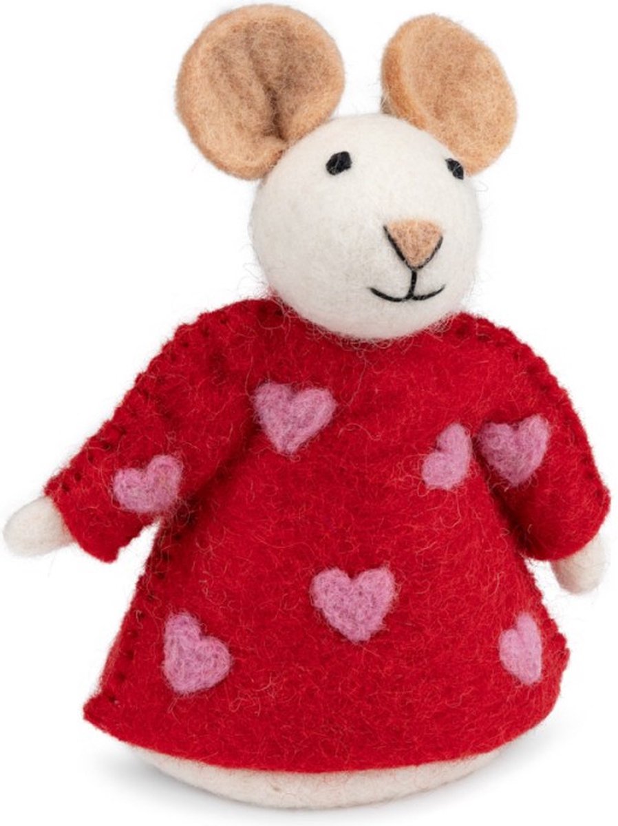 Sjaal met verhaal decoratie vilt valentijn sweetheart - rood - muis - eiwarmer