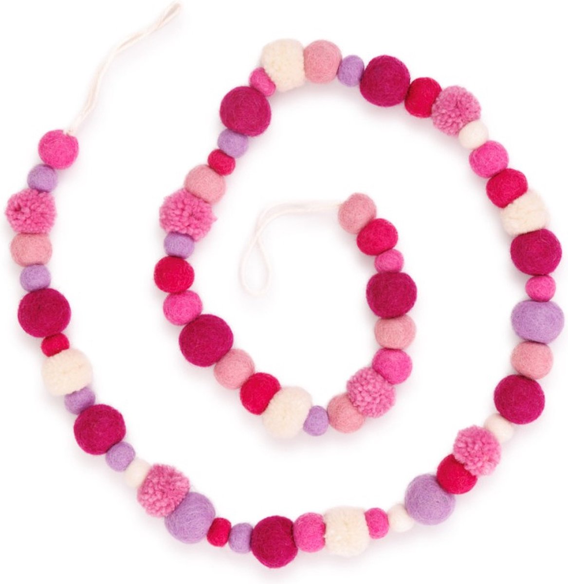 Vilten slinger viltballetjes pompoms Ballerina van Sjaal met verhaal