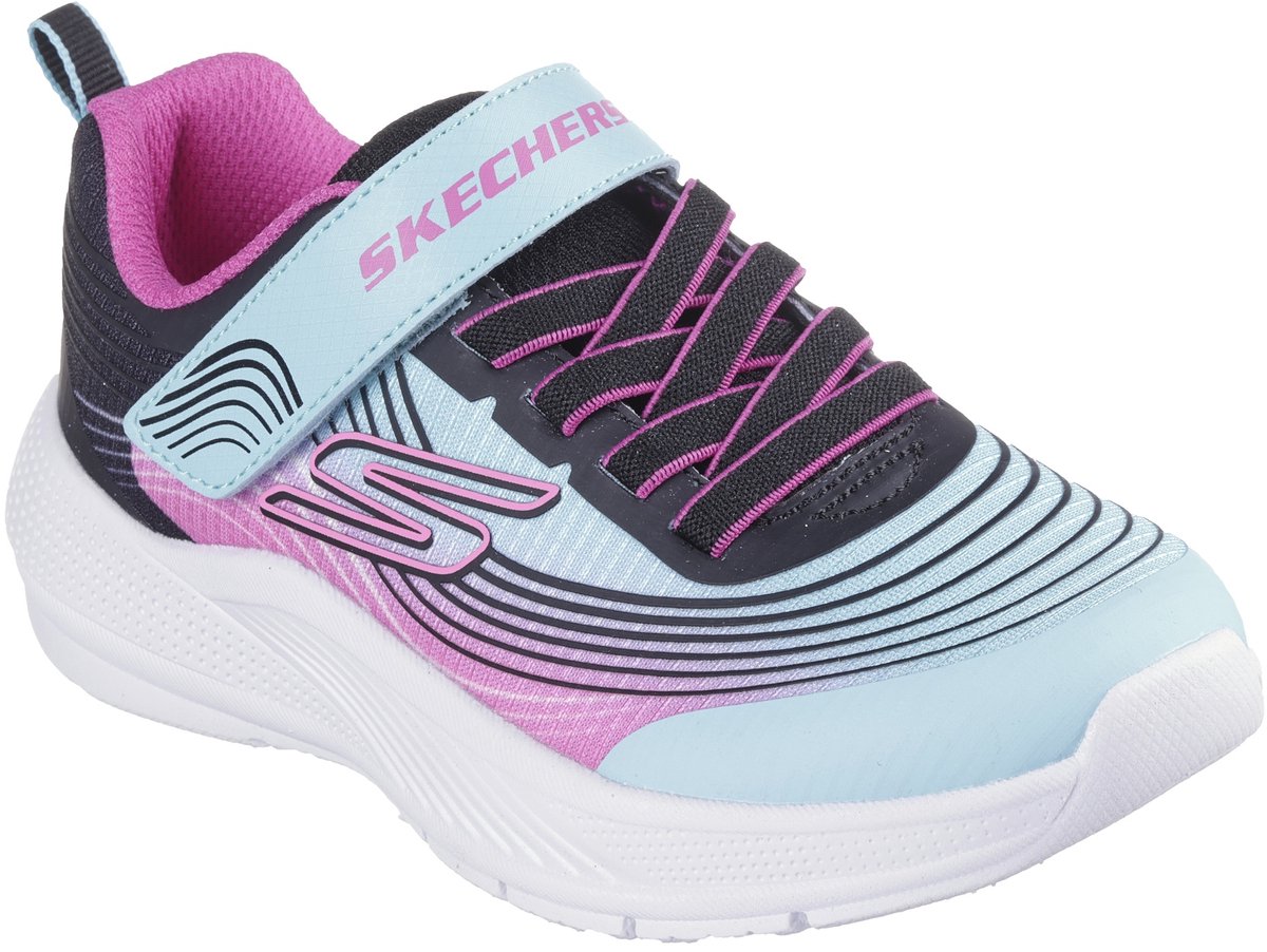 Skechers Microspec Advance Girls Shoes - Aqua/Pink - J11.
