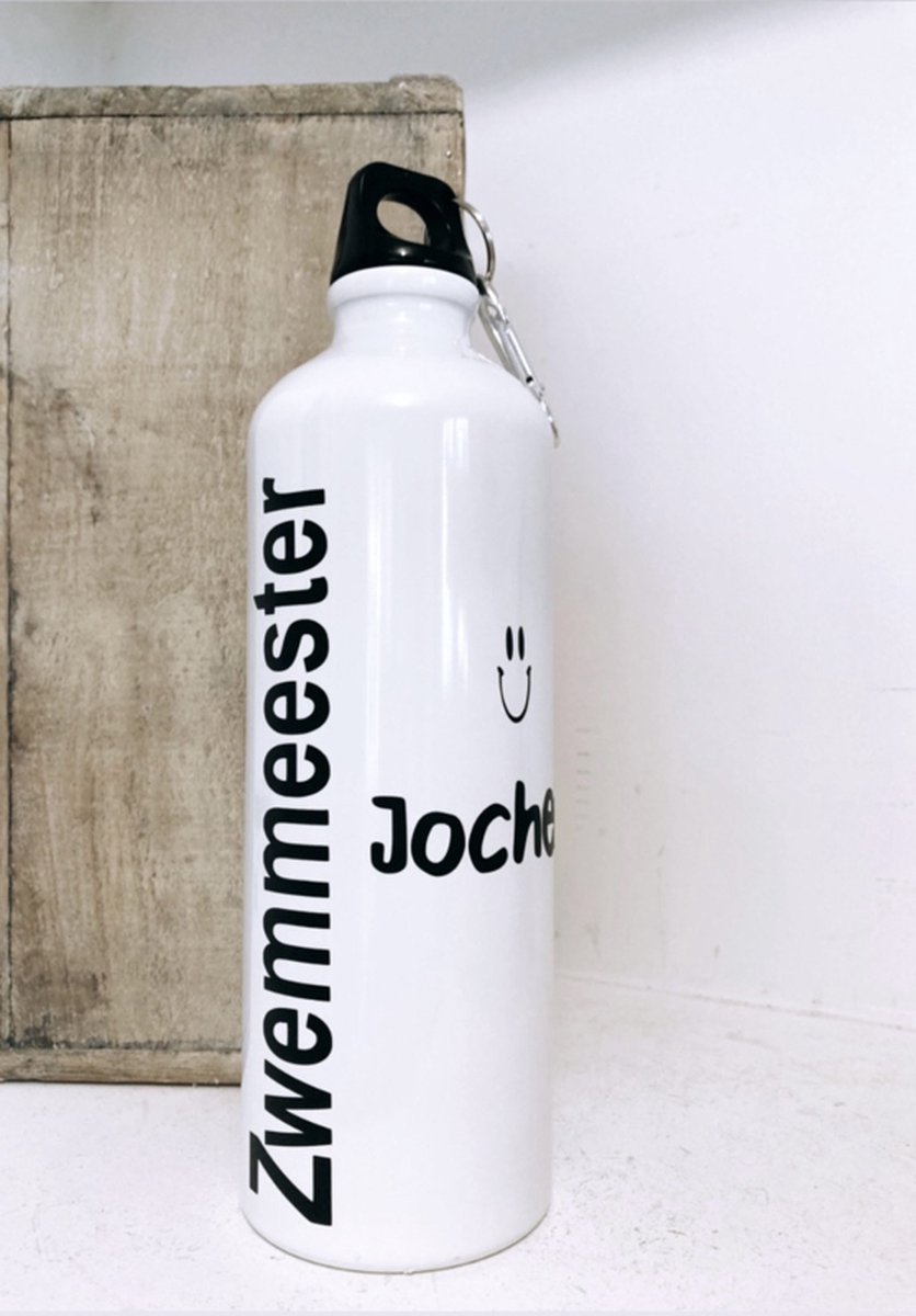 Cadeau badmeester - bedankje zwemmeester - Drinkfles gepersonaliseerd + kaart