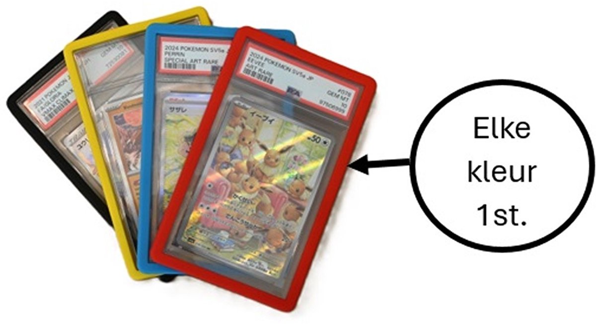 Verzamel kaart beschermhoes - 4 stuks (geel, blauw, rood en zwart) - Slab guard - slab protector - geschikt voor PSA graded kaarten - TCG - MTG - One Piece - Lorcana - Pokemon - Yu-Gi-0h!