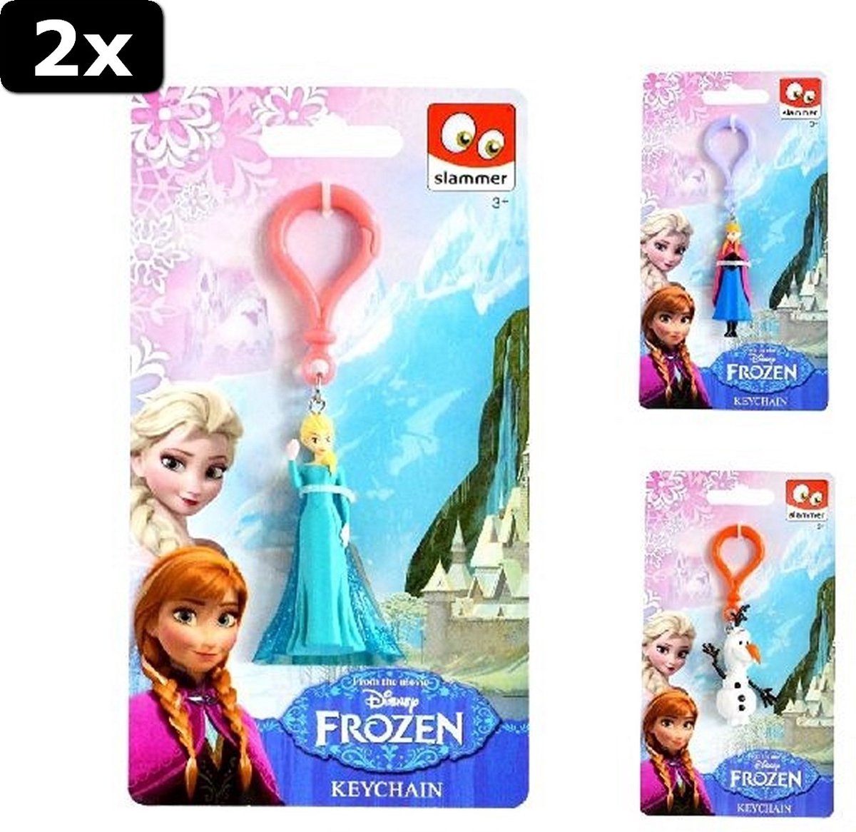2x Disney Frozen 3D Sleutelhanger Assorti