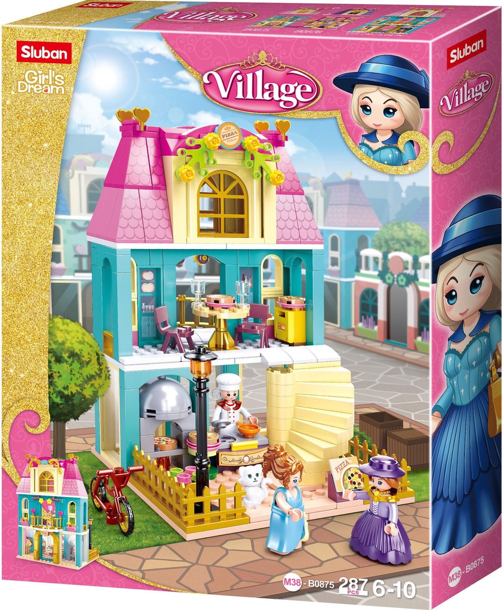   M38-B0875 Village Serie - Pizzeria - 287 onderdelen - Lego Compatibel - Bouwdoos