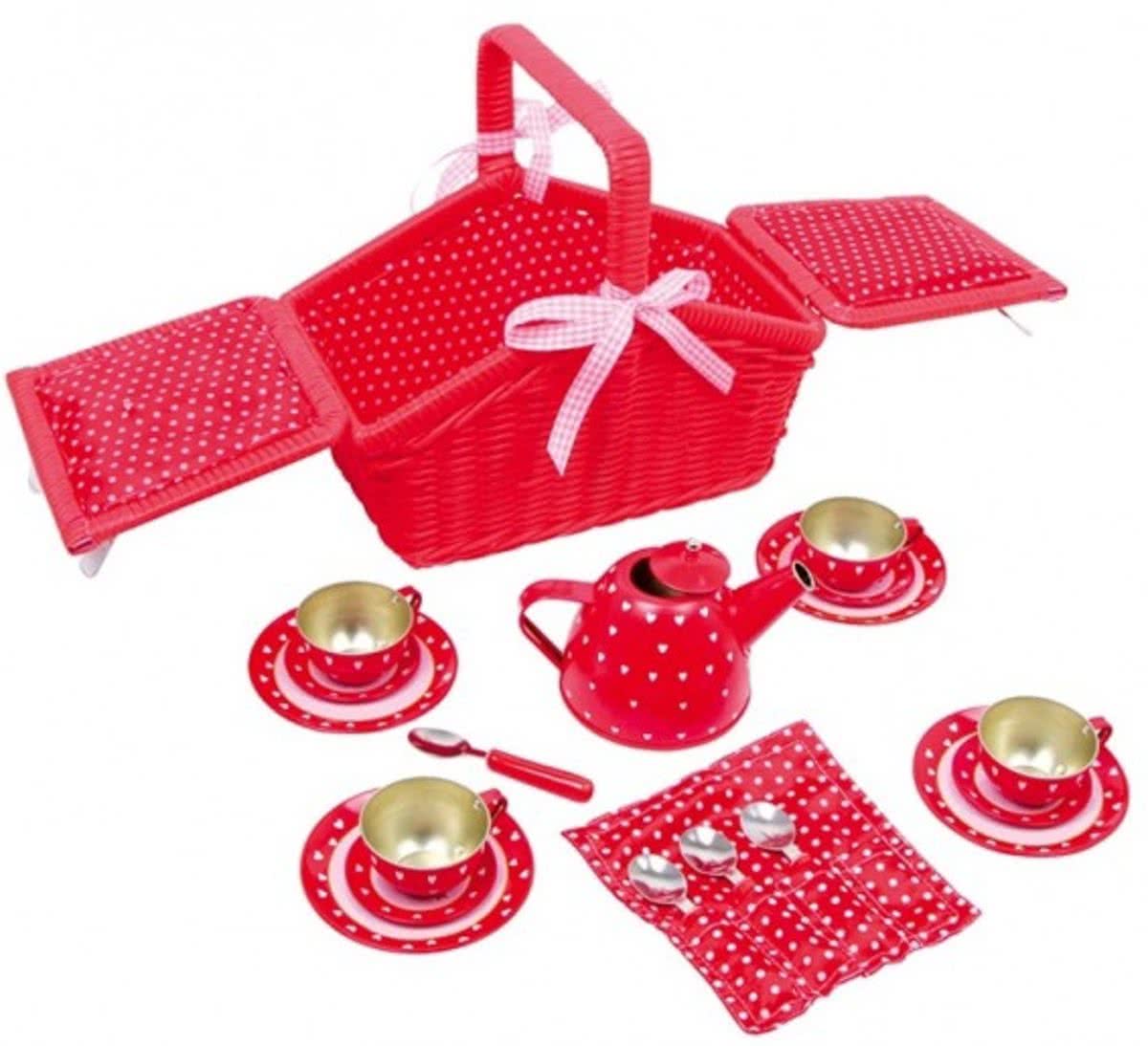 Picknickmand rood met witte stippen