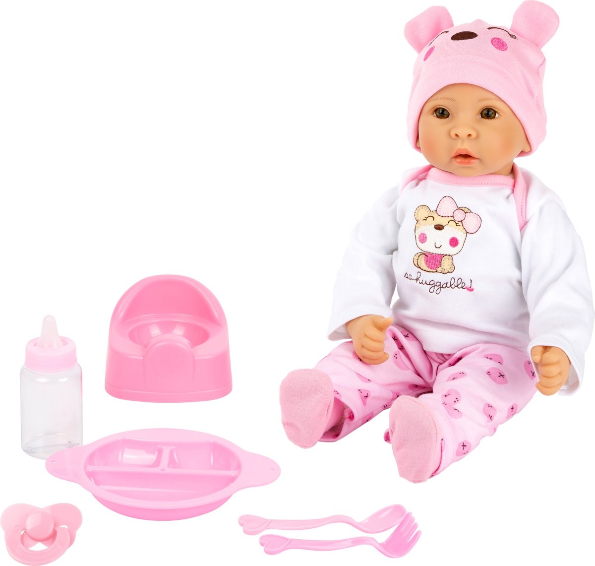 Small Foot Babypop Marie Meisjes 42 Cm Roze/wit 10-delig