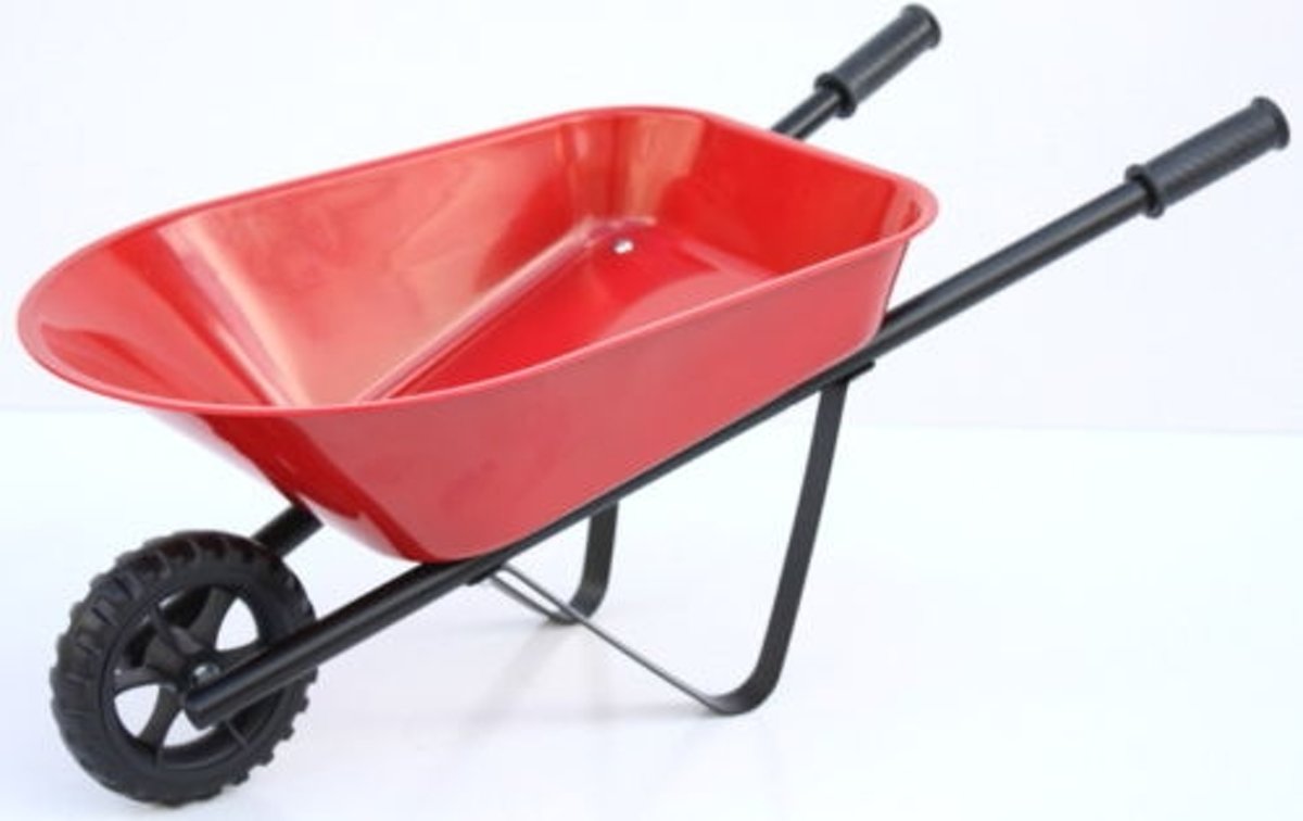 Small foot Kruiwagen rood met oranje 80 x 37 x 32 cm