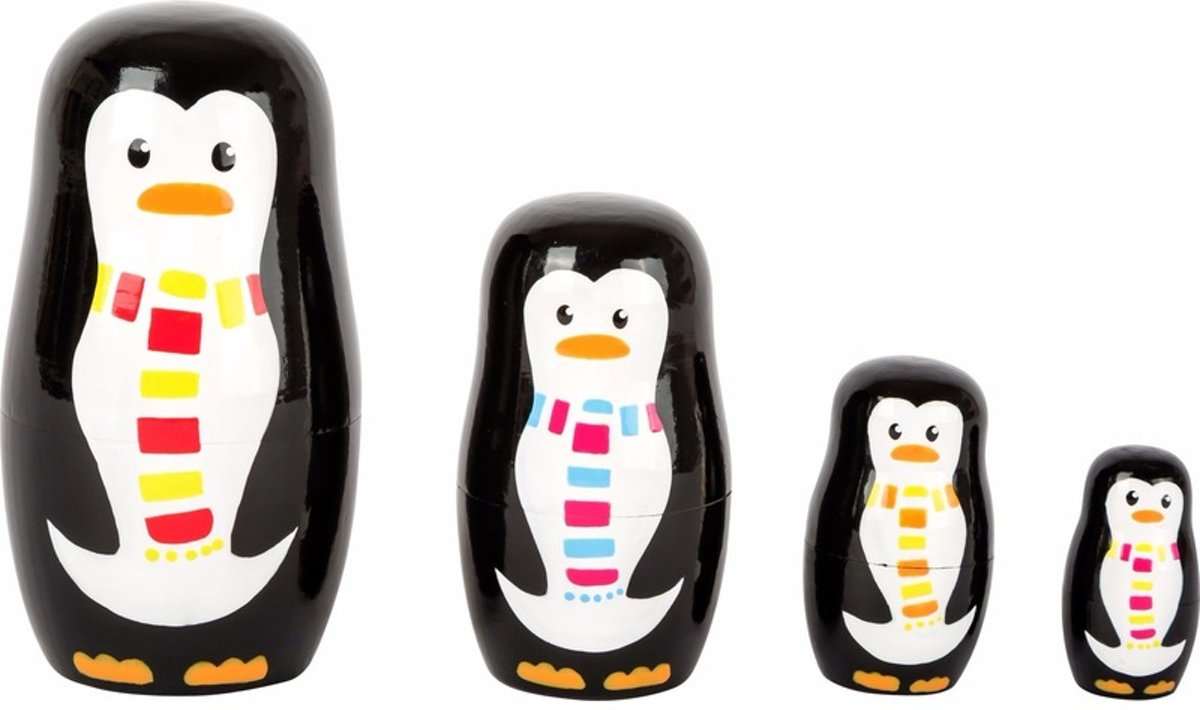Speelgoed houten pinguins matroesjka set van 4