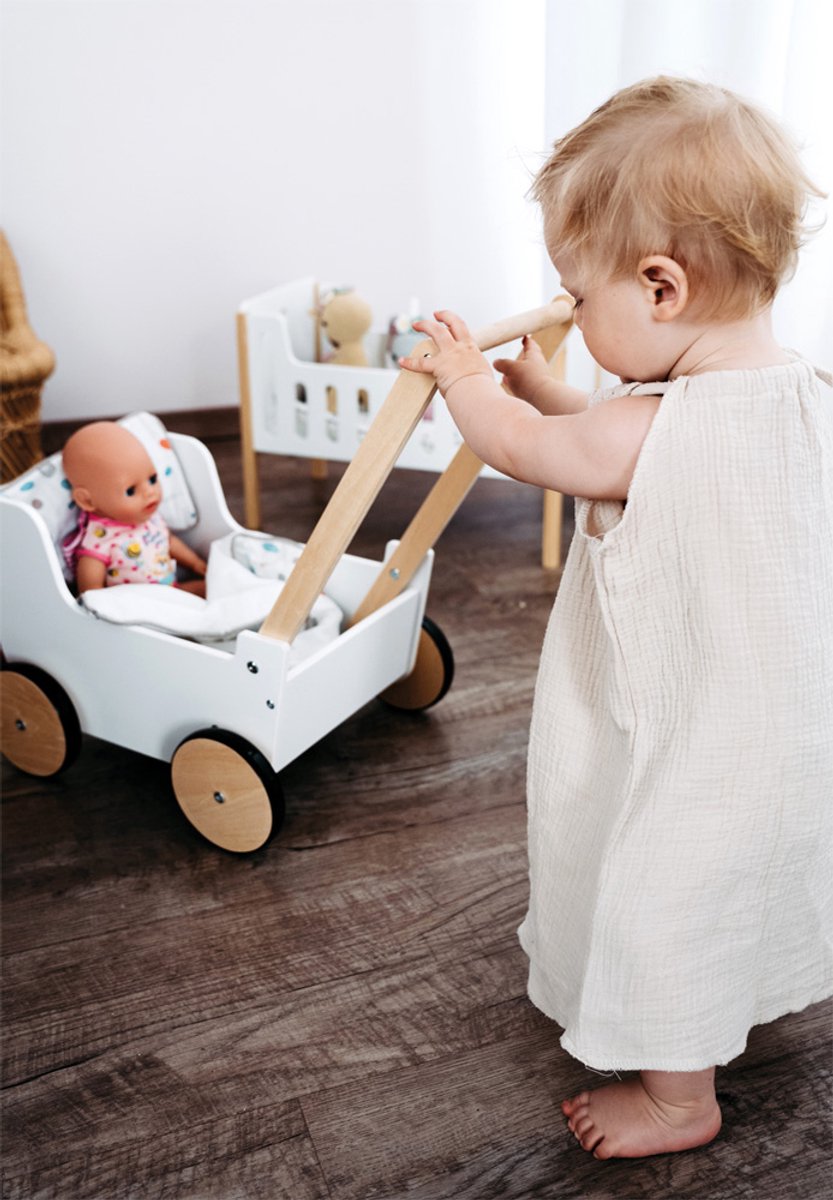 Small Foot - Houten Duwpoppenwagen Little Button